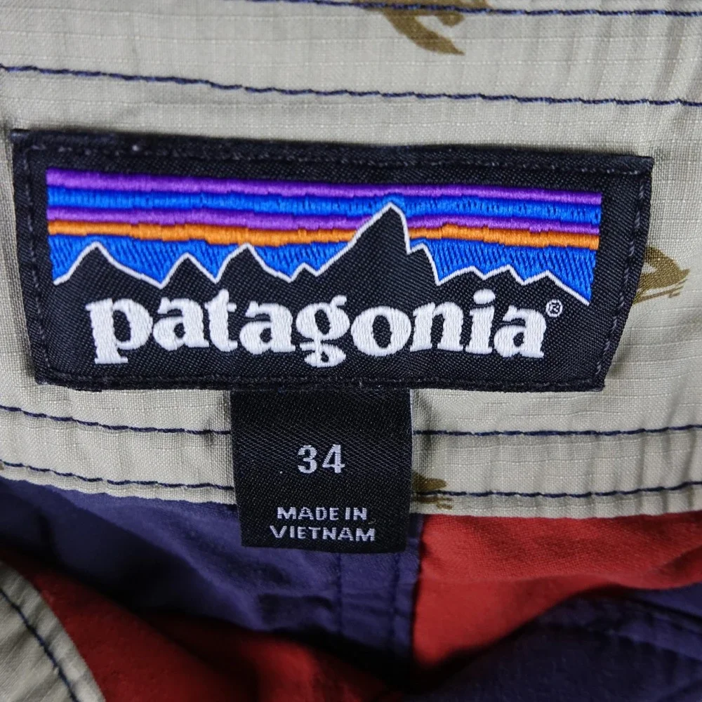 Patagonia Mens Board Shorts Size 34 Orange Purple Colorblock Swim Trunks 6305
